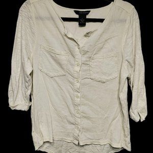Calvin Klein Women's Button Up Mid Sleeve Top